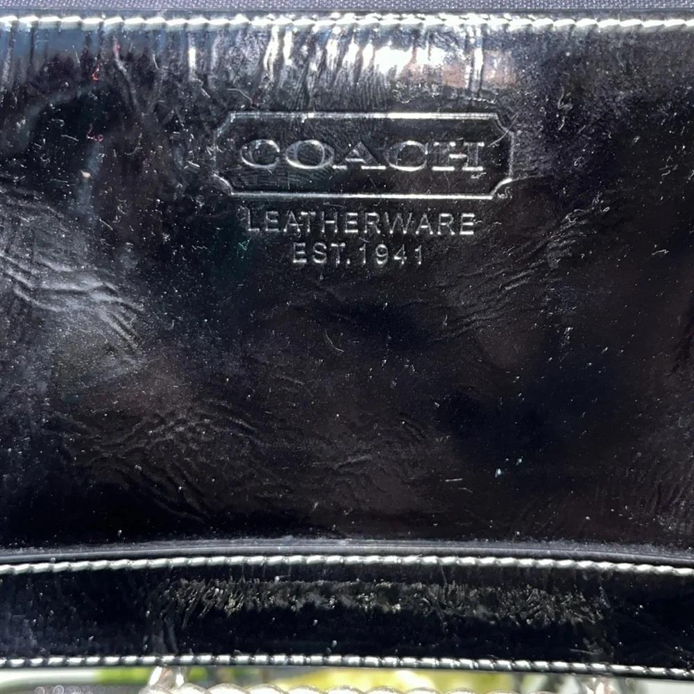 Coach Black Patent Leather Wristlet, Vintage